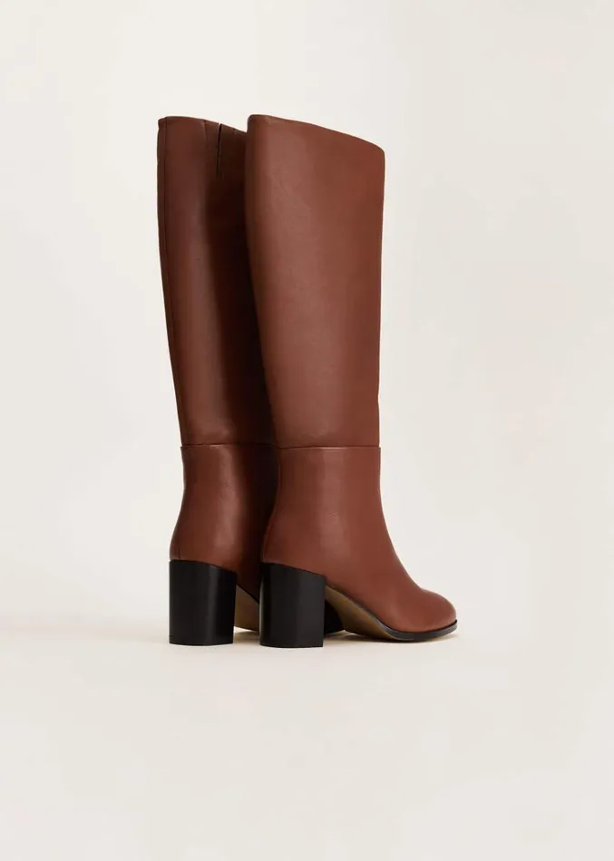Jordan Tan Leather Long Knee Boots Tan Women Phase Eight Heels
