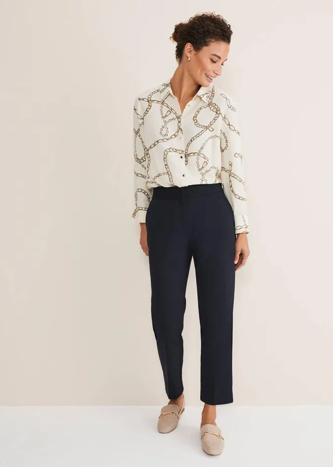 Julianna Cropped Straight Leg Trousers Navy Women Phase Eight Trousers