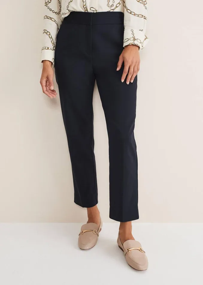 Julianna Cropped Straight Leg Trousers Navy Women Phase Eight Trousers