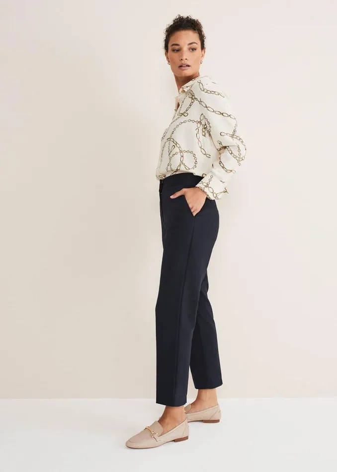 Julianna Cropped Straight Leg Trousers Navy Women Phase Eight Trousers