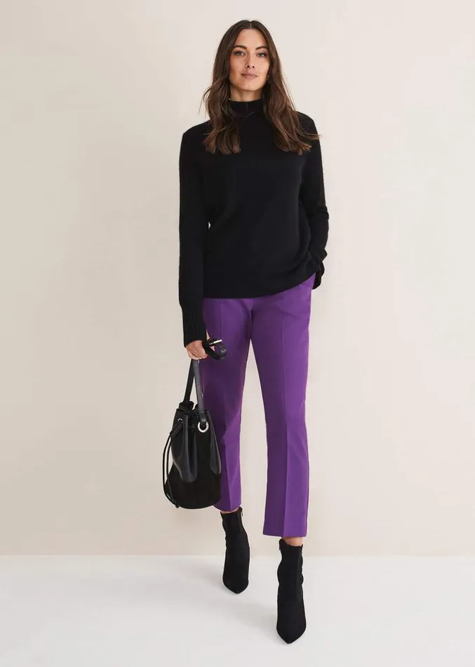 Julianna Cropped Straight Leg Trousers Purple Women Phase Eight Trousers
