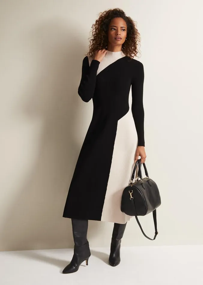 Julie Knitted Colourblock Midaxi Dress Blackmulti Women Phase Eight Dresses