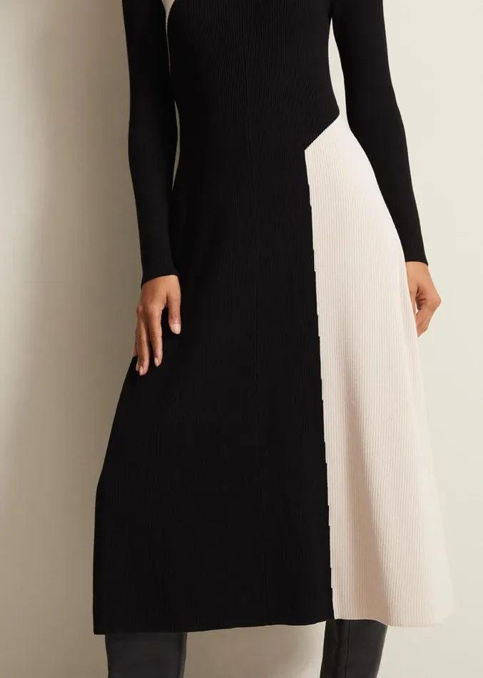 Julie Knitted Colourblock Midaxi Dress Blackmulti Women Phase Eight Dresses