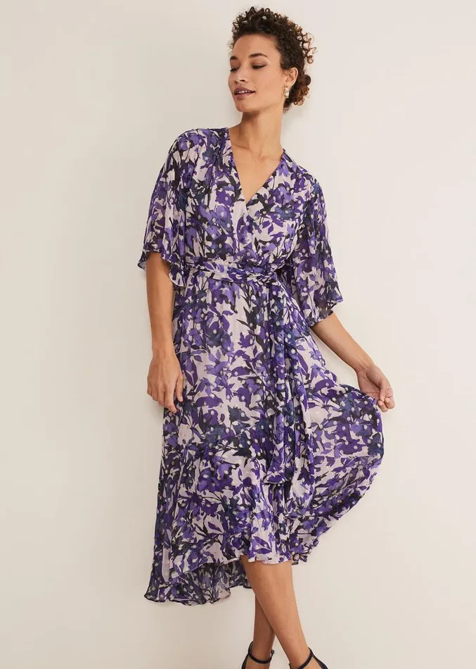 Juliette Floral Wrap Midaxi Dress Lattemulti Women Phase Eight Dresses
