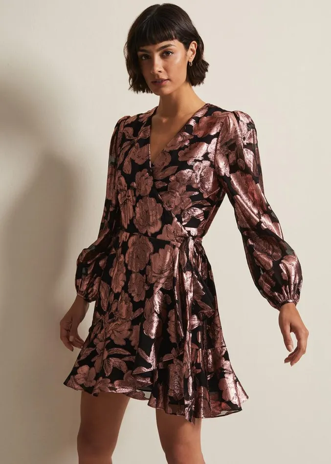 Juniper Foil Jacquard Wrap Dress Multicoloured Women Phase Eight Dresses