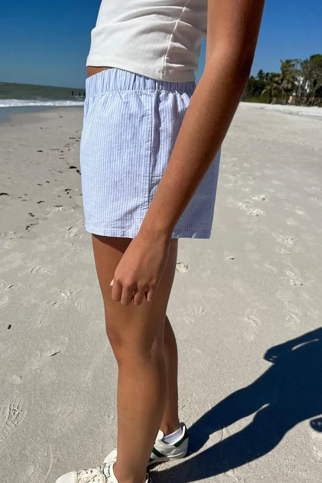 Keira Striped Boxer Shorts Blue Stripes Women Brandy Melville Stripes
