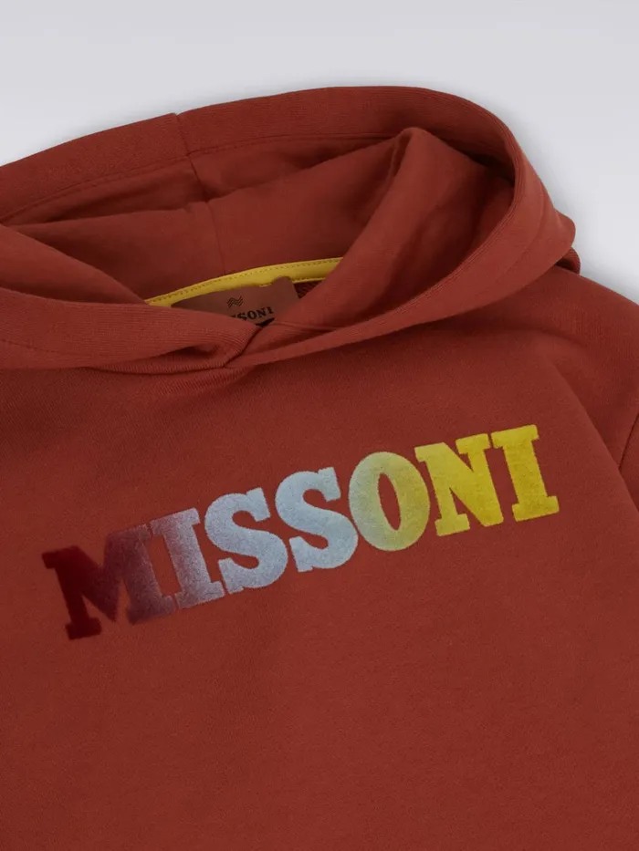Kids Cotton Hoodie With Dgrad Logo Rust Missoni Clothing Kids Cotton Hoodie With Dgrad Logo Rust Missoni Clothing