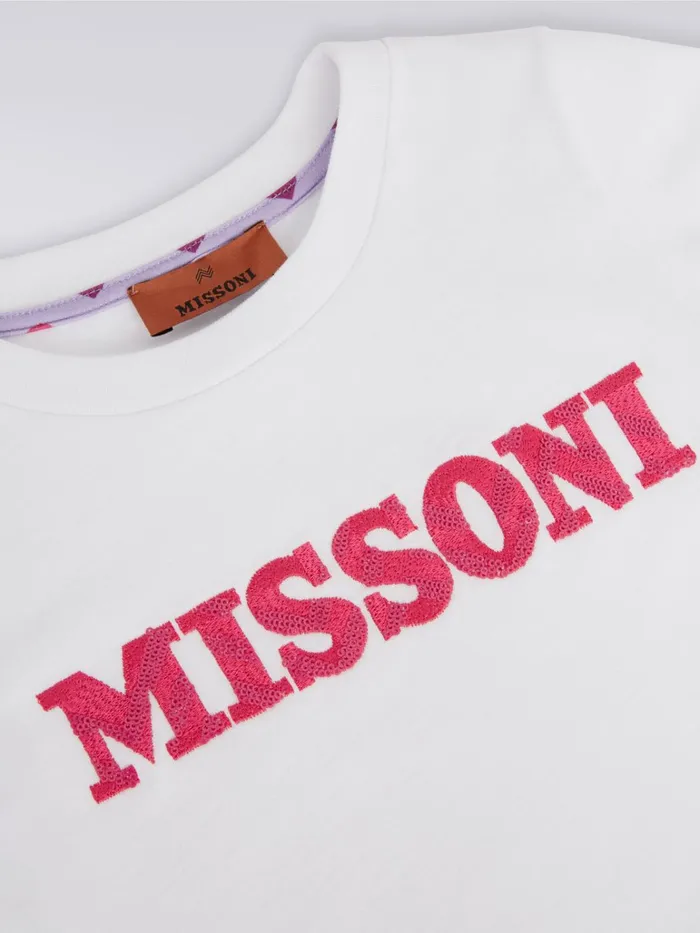 Kids Cotton TShirt With Sequins Logo Pink Missoni Clothing Kids Cotton TShirt With Sequins Logo Pink Missoni Clothing