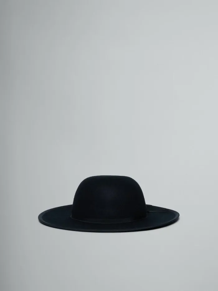 Kids Marni Black WideBrimmed Felt Hat