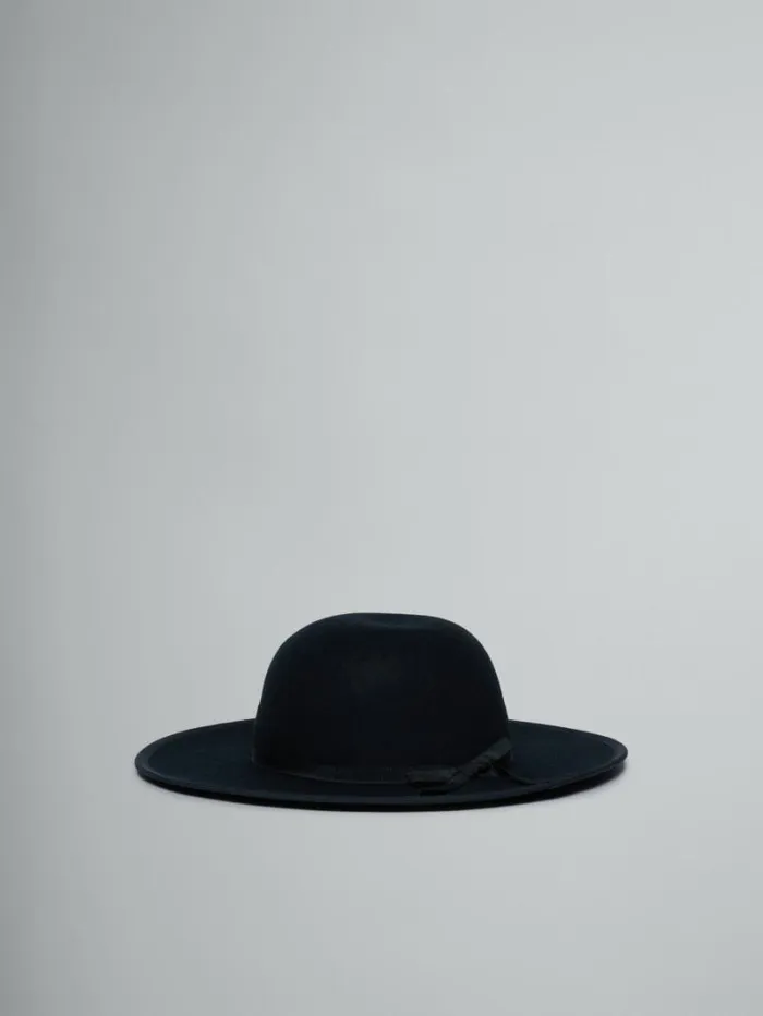 Kids Marni Black WideBrimmed Felt Hat