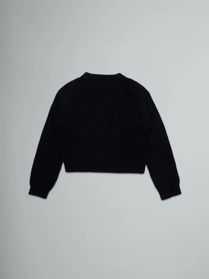 Kids Marni Black WoolBlend Pullover With Inlaid Logo