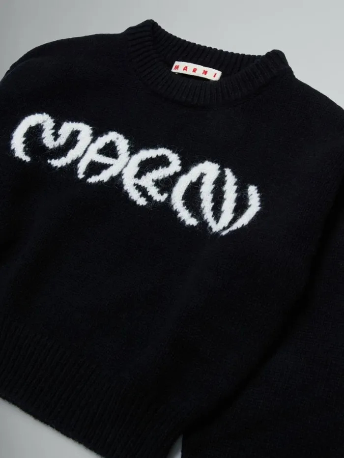 Kids Marni Black WoolBlend Pullover With Inlaid Logo