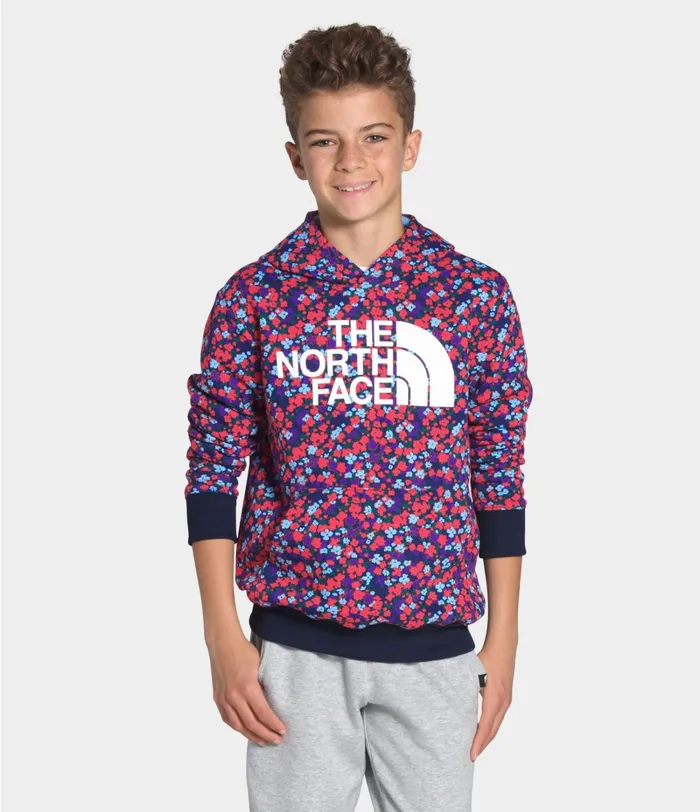 Kids The North Face Fleece Logowear Pullover Hoodie Paradise Pink Wildflower Print