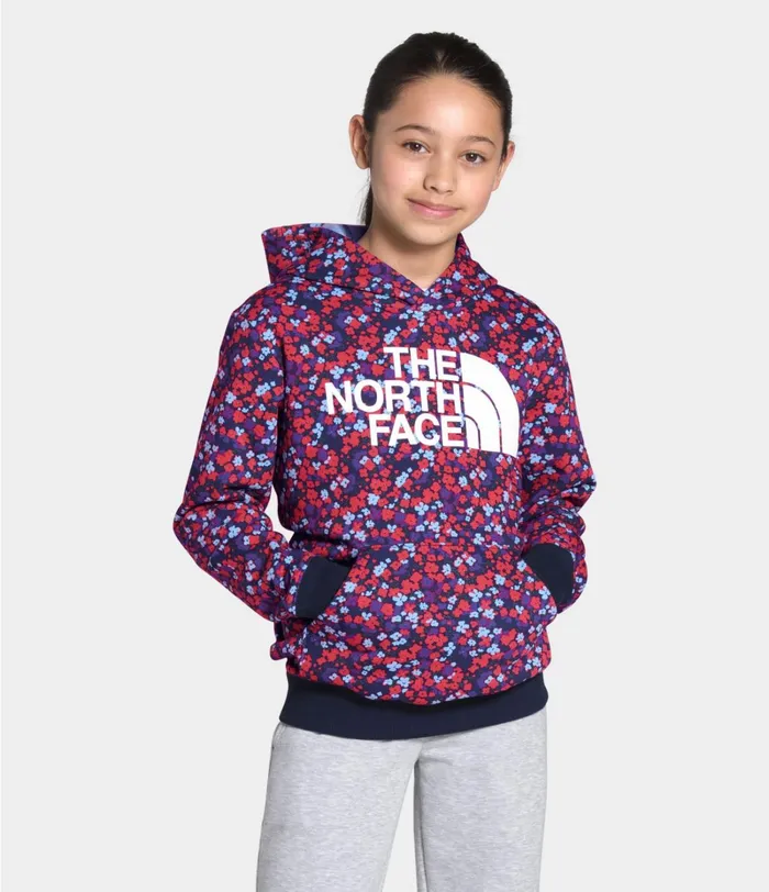 Kids The North Face Fleece Logowear Pullover Hoodie Paradise Pink Wildflower Print