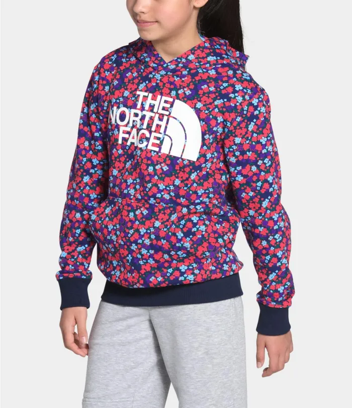 Kids The North Face Fleece Logowear Pullover Hoodie Paradise Pink Wildflower Print