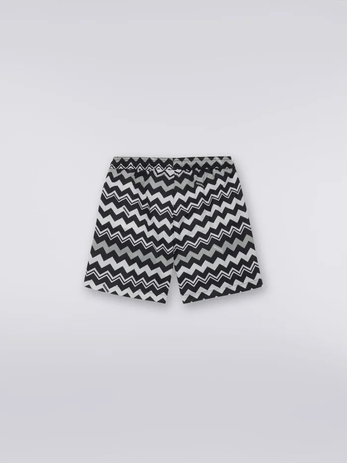 Kids TwoTone Swimming Costume With Zigzag Pattern Black and White Missoni Clothing Kids TwoTone Swimming Costume With Zigzag Pattern Black and White Missoni Clothing