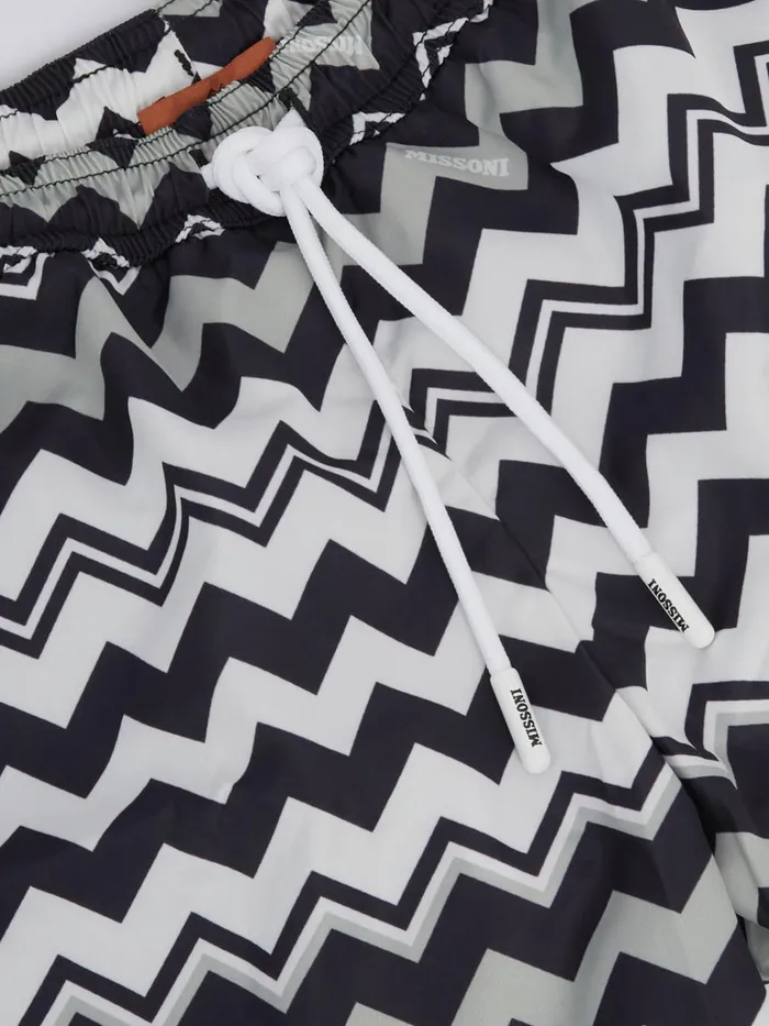 Kids TwoTone Swimming Costume With Zigzag Pattern Black and White Missoni Clothing Kids TwoTone Swimming Costume With Zigzag Pattern Black and White Missoni Clothing