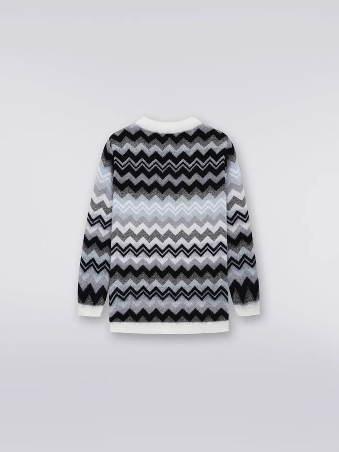Kids Zigzag Wool Cardigan With Pockets Black and White Missoni Clothing Kids Zigzag Wool Cardigan With Pockets Black and White Missoni Clothing