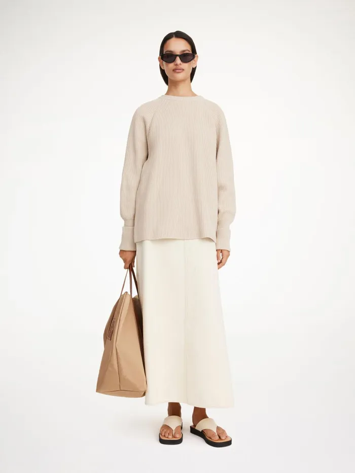 Knitwear Women By Malene Birger Bilea Organic Cotton Sweater Oyster Gray