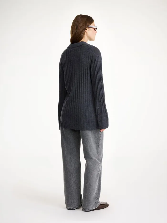 Knitwear Women By Malene Birger Delphine Merino Wool Sweater Jet Grey