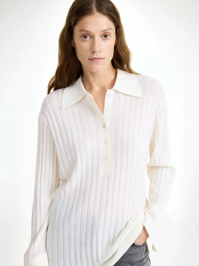 Knitwear Women By Malene Birger Delphine Merino Wool Sweater Soft White