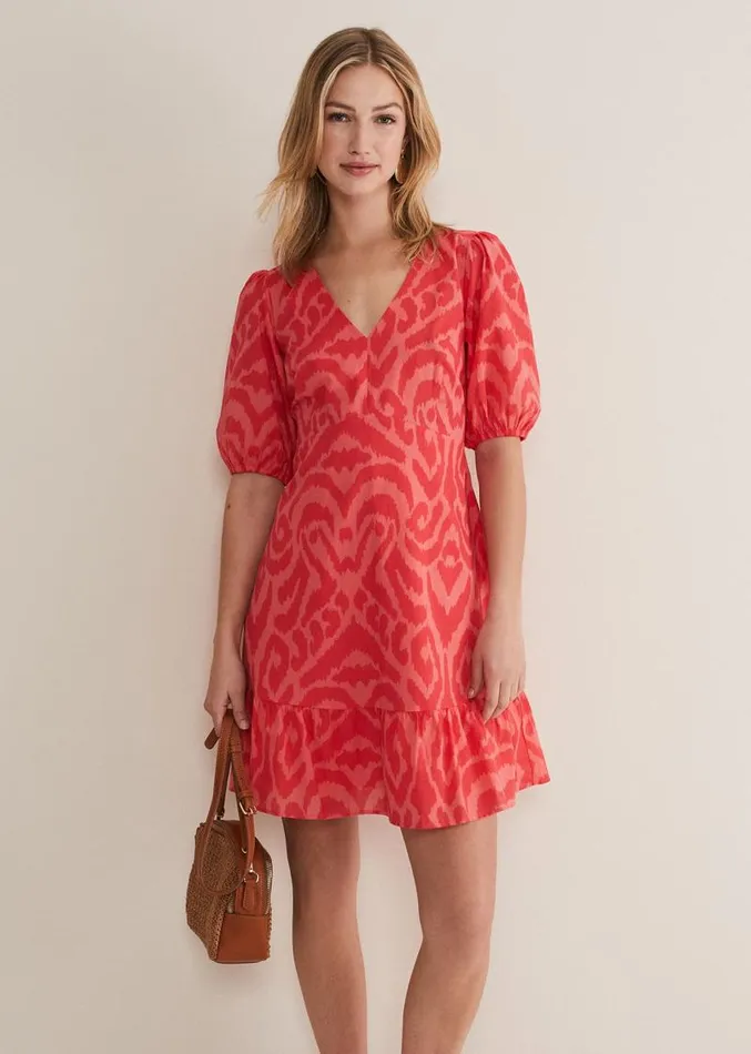 Krystal Cotton Abstract Mini Dress Pinkred Women Phase Eight Dresses