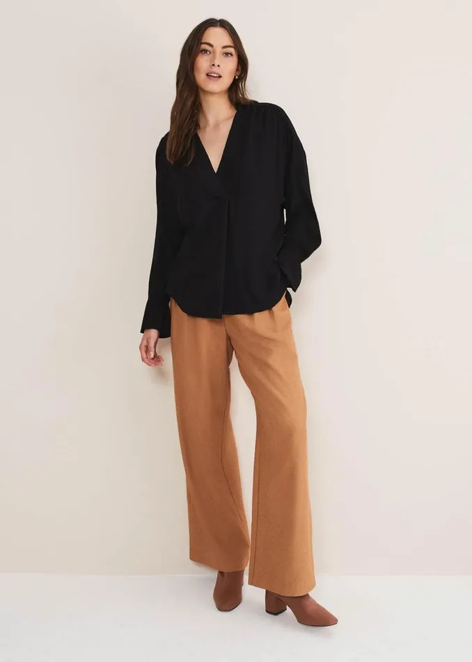 Kym VNeck Textured Blouse Black Women Phase Eight Shirts and Blouses
