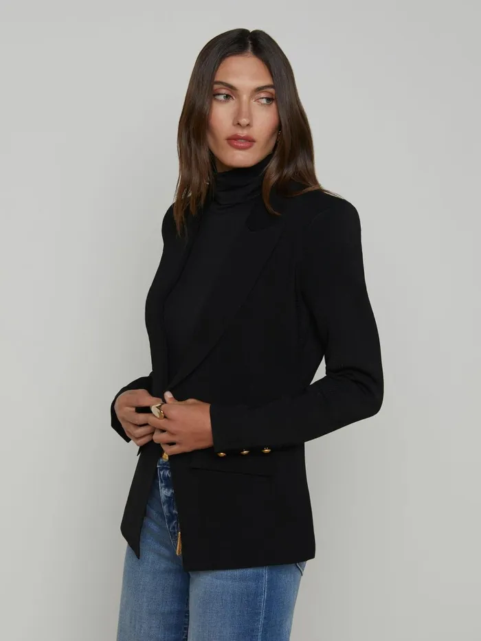 L039Agence Blazers and Jackets Women Chamberlain Knit Blazer Blackgold L039Agence Blazers and Jackets Women Chamberlain Knit Blazer Blackgold