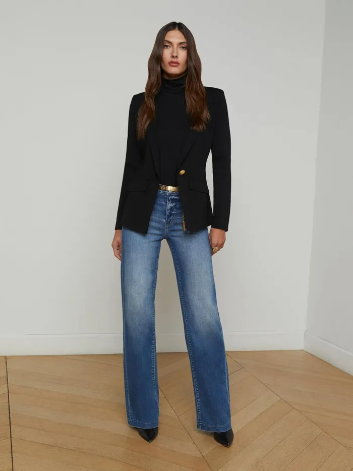 L039Agence Blazers and Jackets Women Chamberlain Knit Blazer Blackgold L039Agence Blazers and Jackets Women Chamberlain Knit Blazer Blackgold