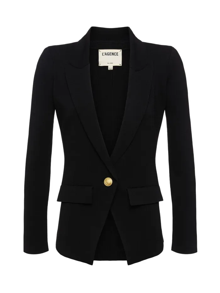 L039Agence Blazers and Jackets Women Chamberlain Knit Blazer Blackgold L039Agence Blazers and Jackets Women Chamberlain Knit Blazer Blackgold