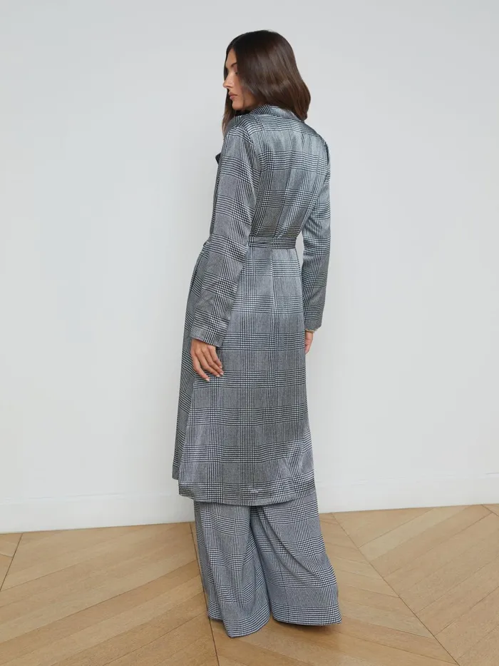 L039Agence Blazers and Jackets Women Moda Satin Trench Coat Whiteblack Glen Plaid L039Agence Blazers and Jackets Women Moda Satin Trench Coat Whiteblack Glen Plaid