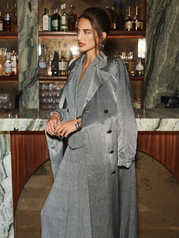 L039Agence Blazers and Jackets Women Moda Satin Trench Coat Whiteblack Glen Plaid L039Agence Blazers and Jackets Women Moda Satin Trench Coat Whiteblack Glen Plaid