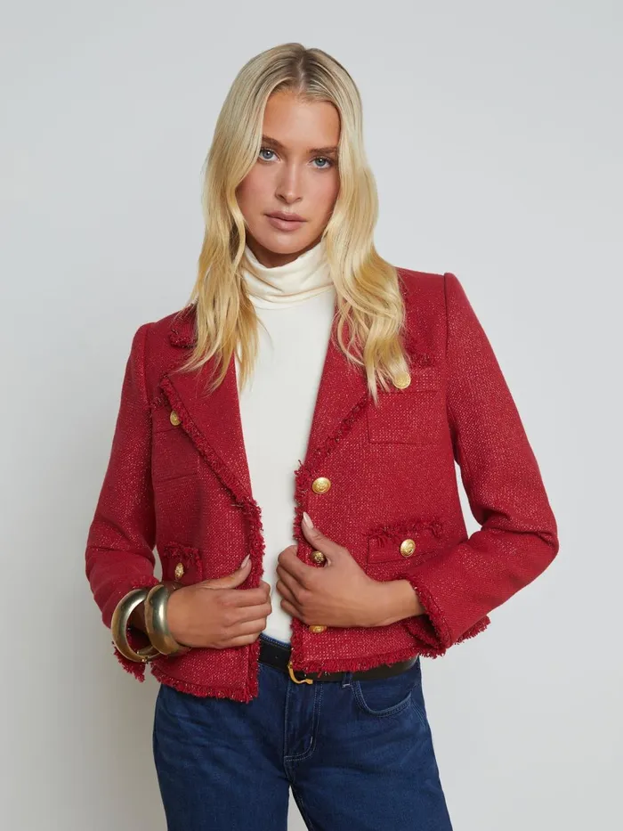 L039Agence Blazers and Jackets Women Sylvia Collared Jacket Garnet Redcopper