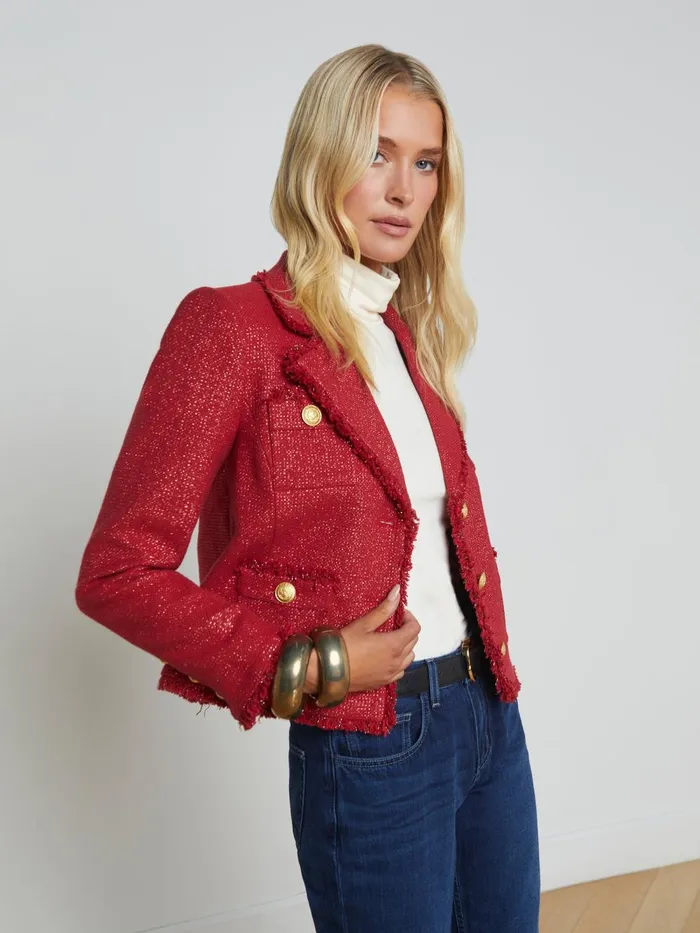 L039Agence Blazers and Jackets Women Sylvia Collared Jacket Garnet Redcopper L039Agence Blazers and Jackets Women Sylvia Collared Jacket Garnet Redcopper