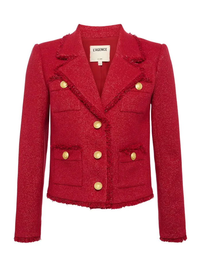 L039Agence Blazers and Jackets Women Sylvia Collared Jacket Garnet Redcopper L039Agence Blazers and Jackets Women Sylvia Collared Jacket Garnet Redcopper