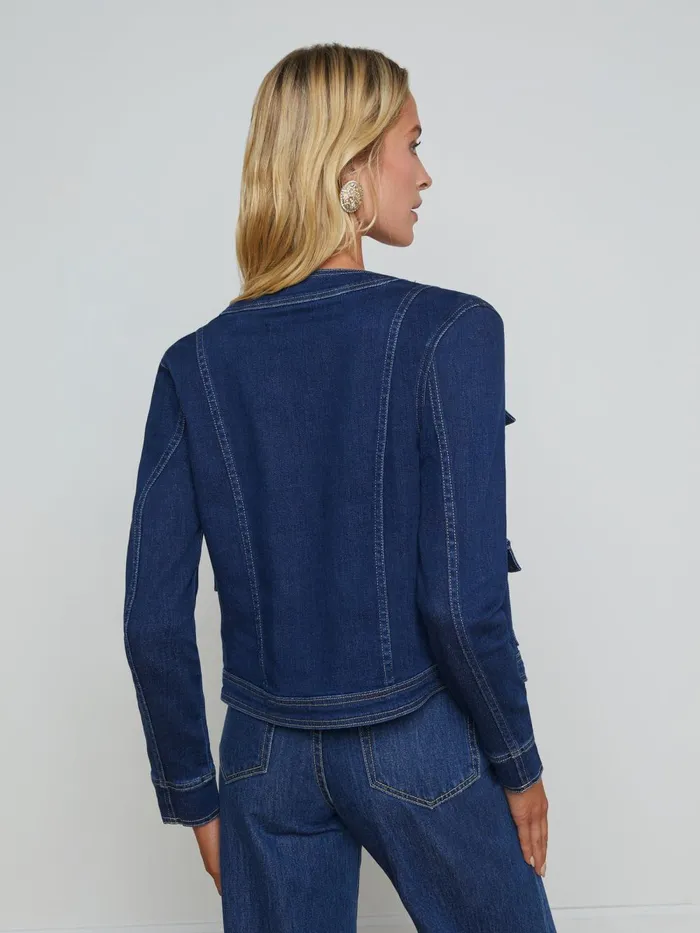 L039Agence Blazers and Jackets Women Yari Denim Jacket Bishop L039Agence Blazers and Jackets Women Yari Denim Jacket Bishop