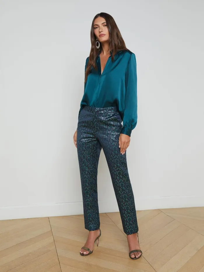 L039Agence Blouses and Tops Women Bianca Silk Blouse Deep Teal L039Agence Blouses and Tops Women Bianca Silk Blouse Deep Teal