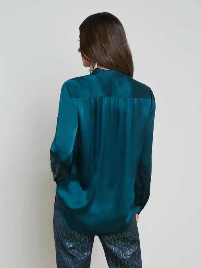 L039Agence Blouses and Tops Women Bianca Silk Blouse Deep Teal L039Agence Blouses and Tops Women Bianca Silk Blouse Deep Teal