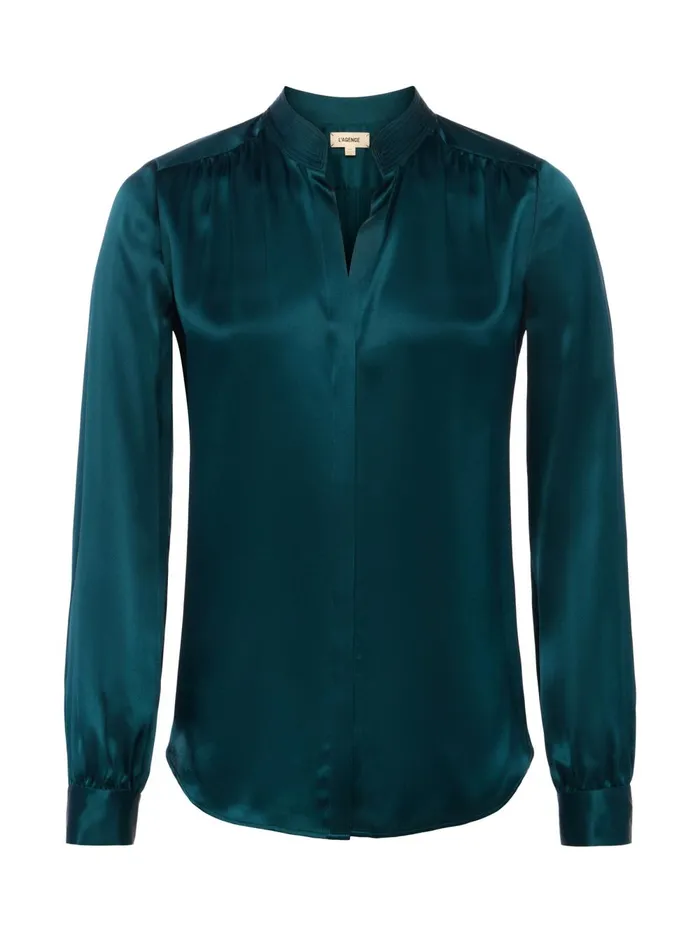L039Agence Blouses and Tops Women Bianca Silk Blouse Deep Teal L039Agence Blouses and Tops Women Bianca Silk Blouse Deep Teal