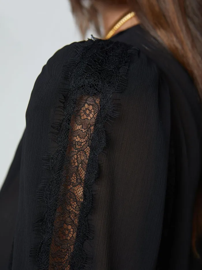 L039Agence Blouses and Tops Women Cayson LaceTrim Blouse Black L039Agence Blouses and Tops Women Cayson LaceTrim Blouse Black