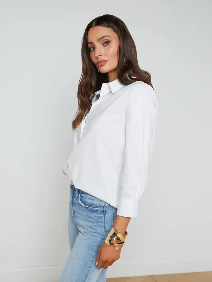 L039Agence Blouses and Tops Women Daniella CottonBlend Blouse White L039Agence Blouses and Tops Women Daniella CottonBlend Blouse White