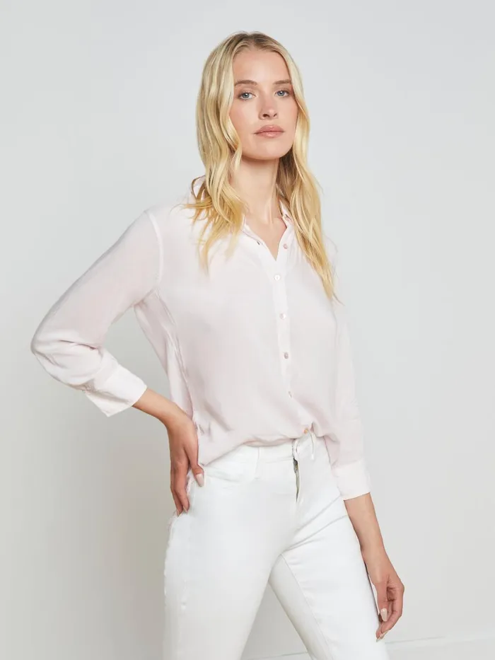 L039Agence Blouses and Tops Women Marlene Blouse Baby Pinkwhite Contrast L039Agence Blouses and Tops Women Marlene Blouse Baby Pinkwhite Contrast