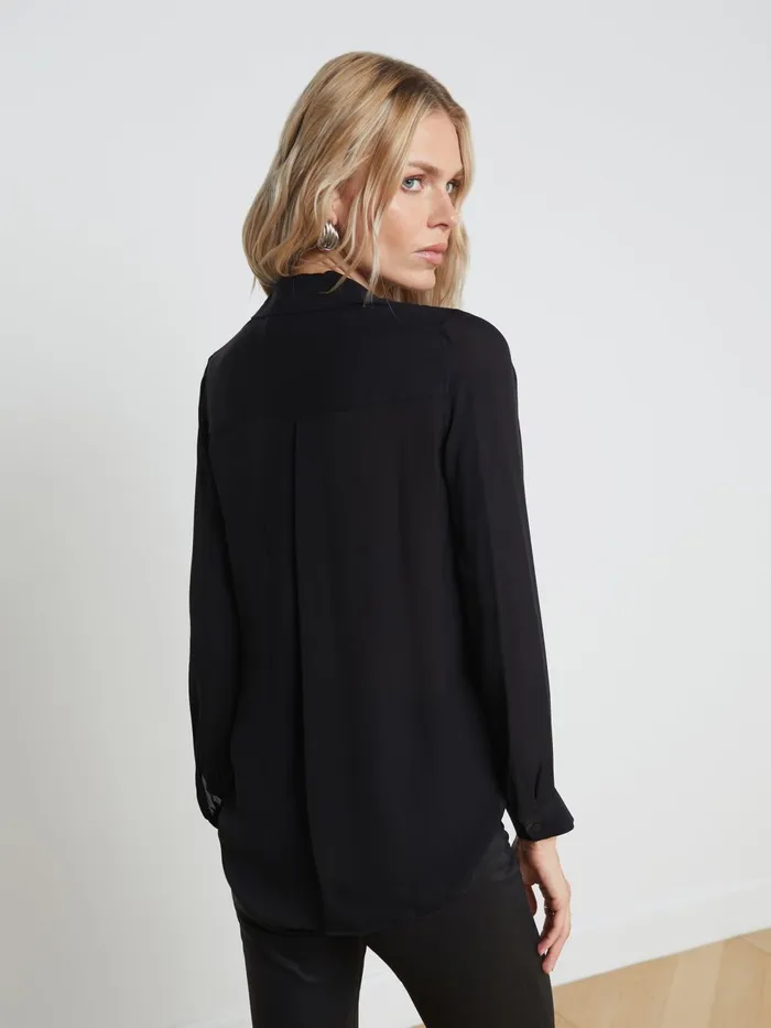 L039Agence Blouses and Tops Women Nina Silk Blouse Black L039Agence Blouses and Tops Women Nina Silk Blouse Black
