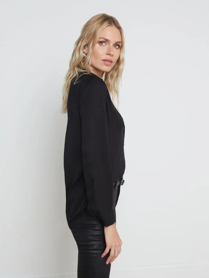 L039Agence Blouses and Tops Women Nina Silk Blouse Black L039Agence Blouses and Tops Women Nina Silk Blouse Black