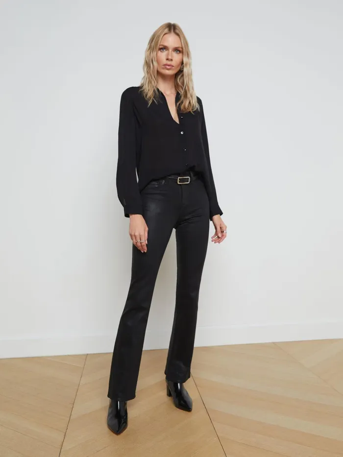 L039Agence Blouses and Tops Women Nina Silk Blouse Black L039Agence Blouses and Tops Women Nina Silk Blouse Black
