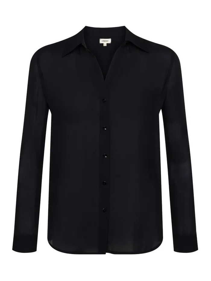 L039Agence Blouses and Tops Women Nina Silk Blouse Black L039Agence Blouses and Tops Women Nina Silk Blouse Black
