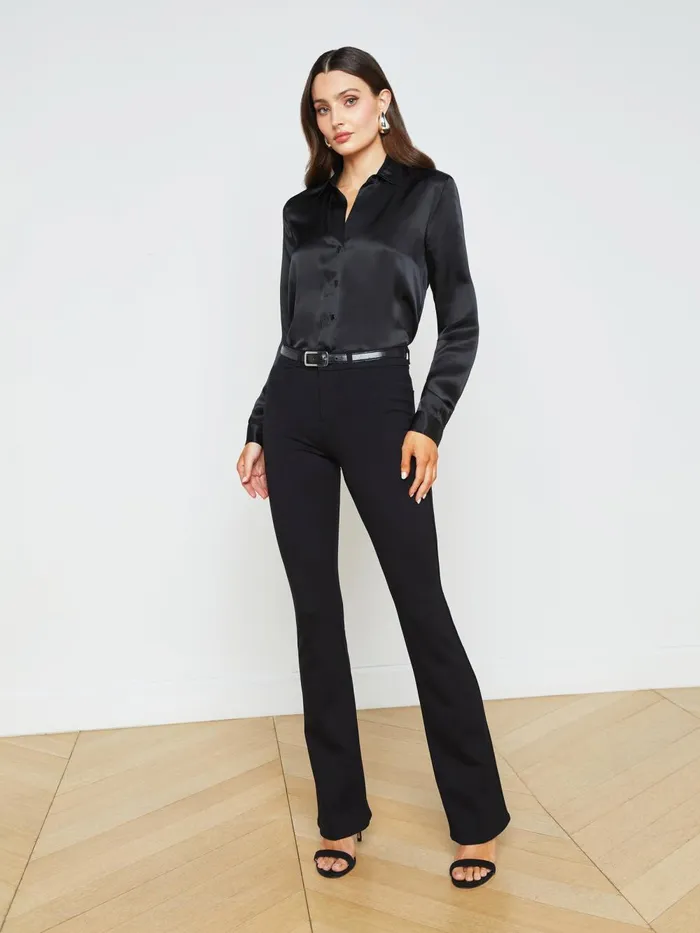 L039Agence Blouses and Tops Women Tyler Silk Blouse Black L039Agence Blouses and Tops Women Tyler Silk Blouse Black