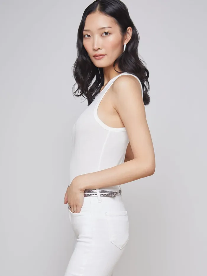L039Agence Camisoles and Tanks Women Nia Ribbed Tank White L039Agence Camisoles and Tanks Women Nia Ribbed Tank White