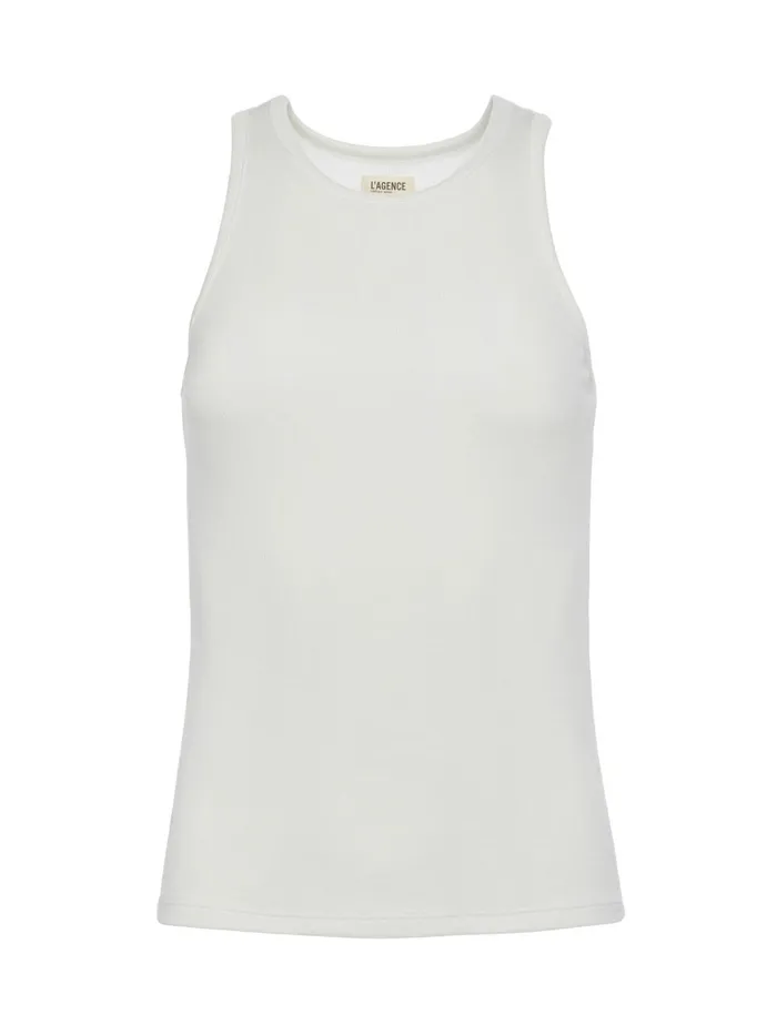 L039Agence Camisoles and Tanks Women Nia Ribbed Tank White L039Agence Camisoles and Tanks Women Nia Ribbed Tank White