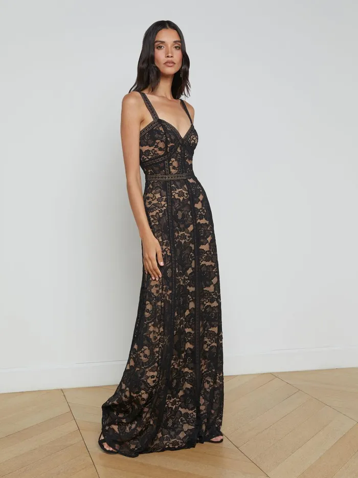 L039Agence Dresses and Jumpsuits Women Avignon Lace Maxi Dress Black